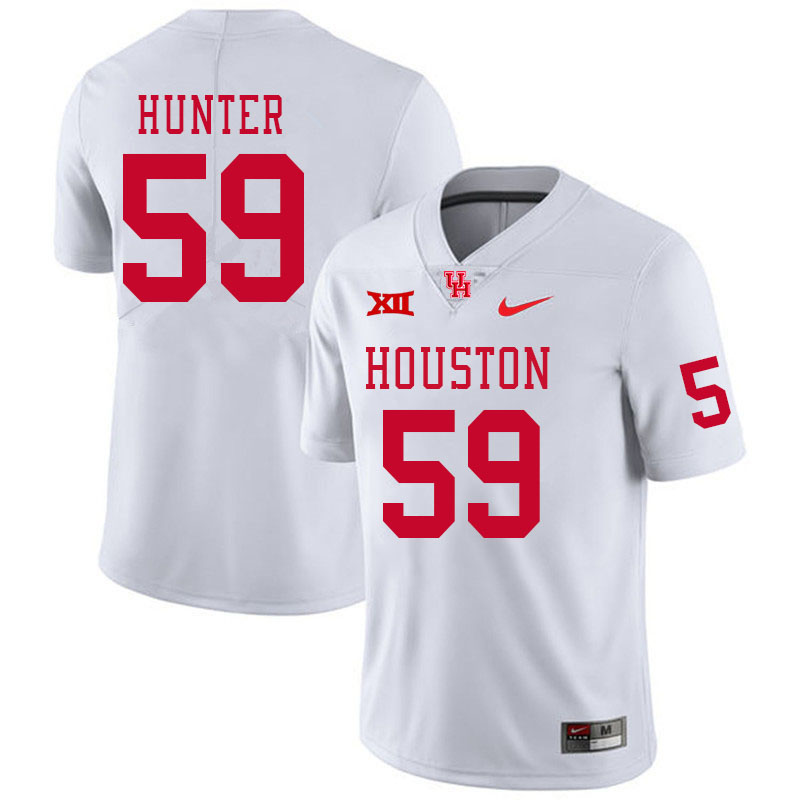 Men #59 Demetrius Hunter Houston Cougars Big 12 XII College Football Jerseys Stitched-White